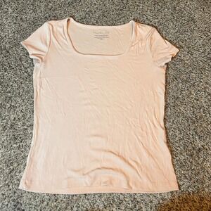 Rachel Zoe Layering Essentials Top Ribbed Square Neck Pink Women's M‎